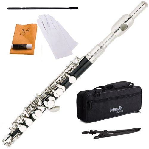 Mendini Mpo-En Black Resin Key Of C Piccolo With Nickel Plated Keys With Case, Joint Grease, Cleaning Cloth And Rod, And Gloves #TOP16