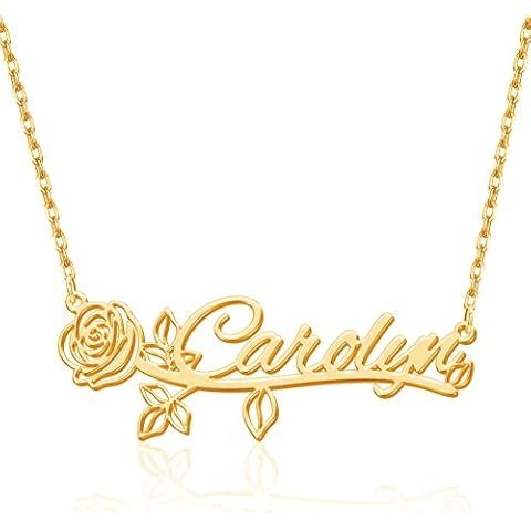 Hybedora Name Necklace Personalized Roses Custom for Women Birthday Gifts Christmas (HY-N105) Cover