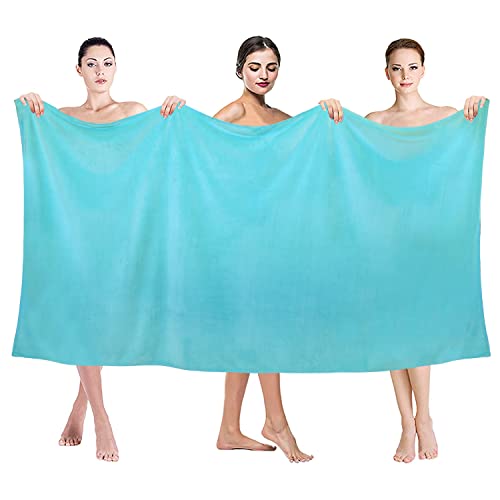 Image of JML Large Microfiber Bath Sheet Towel, 2 Pack, 35 inch x 70 inch, Aquamarine | Soft, Super Absorbent, Fast Dry, Hanging Loop, For Adult Gym Yoga Sauna