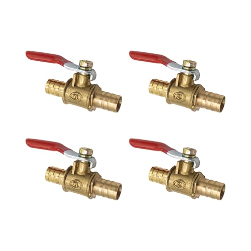 Joyangy 4-Pack 3/8 Inch Brass Ball Valve, 10mm Hose Barb for Water