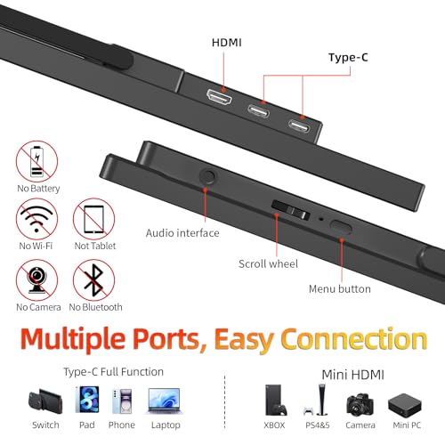 Image of Portable Monitor 13.9 inch 3K QHD 3072x1920 350 Nits 72% sRGB USB-C HDMI Travel Monitor for Laptop PC PS4, Screen Extender with Kickstand, VESA Mountable