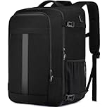 Cabin Bag 55x35x25 for Air France 48L Large Travel Backpack Hand Luggage Backpack Carry On Bag Travel Cabin Backpack Flight Approved Travel Rucksack Fit 18.4 Inch Laptop with USB Charging Port-Black