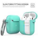 AhaStyle Silikonowe etui ochronne AirPods [przednia dioda LED widoczna, obsługuje bezprzewodowe ładowanie], kompatybilne z Apple AirPods 2 i 1 (2019)