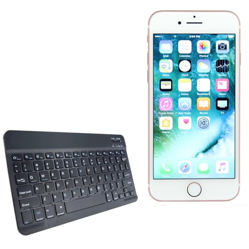 BoxWave Keyboard Compatible with Apple iPhone 7 - SlimKeys Bluetooth Keyboard, Portable Thin with Chiclet-Style Keys - Jet Black