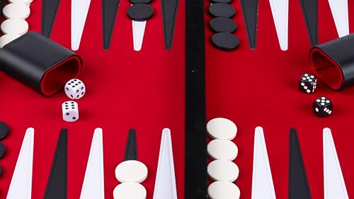 Engelhart- 250519 – Backgammon gesteppt 18 Zoll – rot schwarz weiß