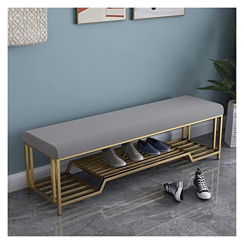 Meuble à chaussures avec coussin doux banc de rangement entrée fer