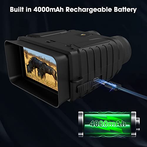 Hiacinto Night Vision Binoculars - 4.5'' Large Screen Night Vision Goggles For Adults, 4K Digital Infrared Night Vision, 32Gb Memory Card For Photo And Video Storage, Suitable For Camping And Hunting #TOP5