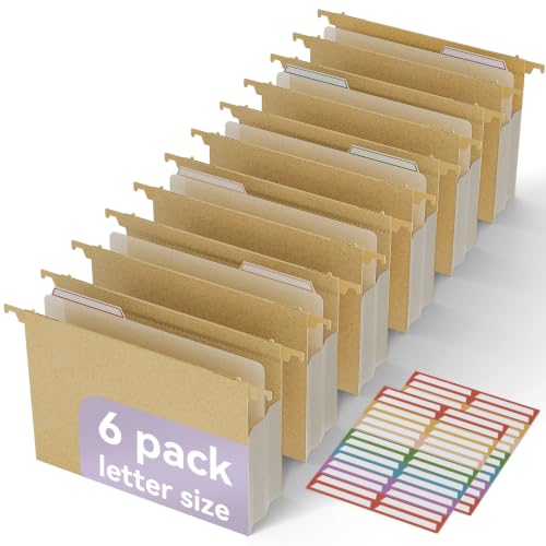 6 Packs Wheat Straw Expanding Hanging File Folders