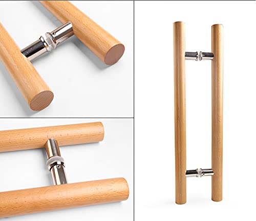 Poignées de porte de grange en bois avec barre push-pull moderne