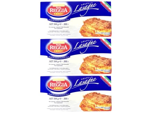 REGGIA ラザニアシート Lasagne Sheet デュラム小麦のセモリナ粉100％使用 イタリア産 ラザニア ラビオリ カネロニ イタリア伝統料理 神戸物産 500g×3箱のサムネイル