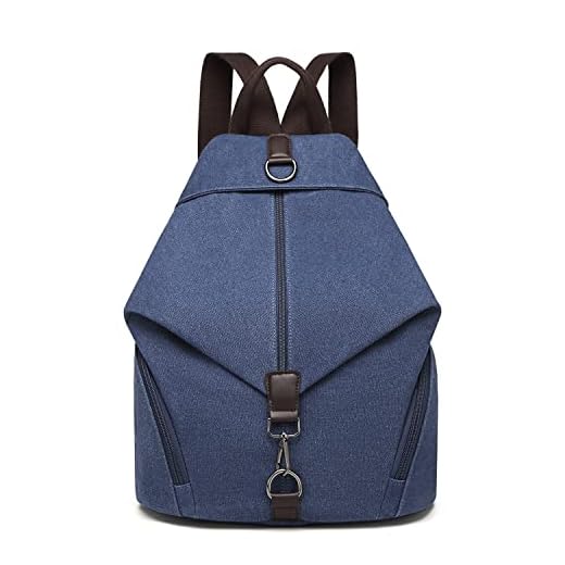 Kono Women Rucksack Anti-Theft Backpack Canvas Ladies Shoulder Bag Large Capacity Travel Bag Schoolbags for Girls Casual Daypack for Work School College Travel Navy