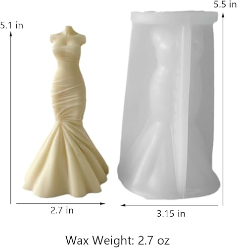 Miniatura 9 de Vestidos de novia para novia, molde de velas, sin tirantes, sin mangas, faldas de noche, molde de silicona para jabón, cera de soja, resina epoxi,