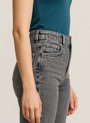 Image of KOTTY Women's Solid|Fit and Flared Fitting|Ankle Leg Style|High Rise|Stechable|Casual Jeans