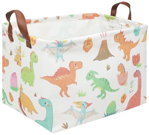 Image of FXOCSHE Rectangular Easter Dinosaur Basket,Waterproof kids toy storage box bedroom,Dinosaur Storage Box,kids laundry Basket,Easter Room Decor,Nursery Hamper,Gift Baskets(Dinosaur)