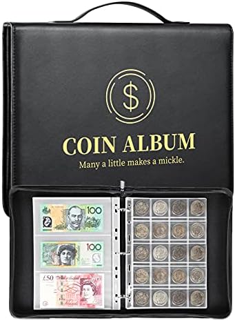MUROAD 310 Pockets Coin and Currency Collecting Starter Binder, 50P Coin Collecting Album with Zipper and Handle, Coin Collection Book Holder Album Supplies for Collectors, fits 50P