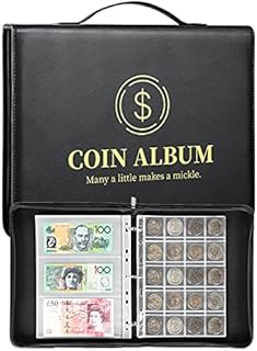 MUROAD 310 Pockets Coin and Currency Collecting Starter Binder, 50P Coin Collecting Album with Zipper and Handle, Coin Collection Book Holder Album Supplies for Collectors, fits 50P