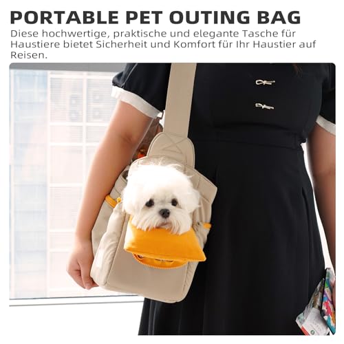 ONECUTE Business-Hundetasche für Kleine Hunde & Katzen – Klappbare Tragetasche mit Weichgepolstertem Hartboden, Belüftungsmesh & Seitentaschen – Elegant für Alltag, Outdoor & Büro (Khaki,40x14x25 cm)