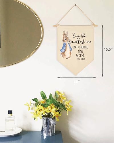 Even the Smallest One Can Change the World -Easter Canvas Hanging Flag Banner Wall Sign Decor Gift for Baby Kids Girl Boy Nursery Teen Room Front Door