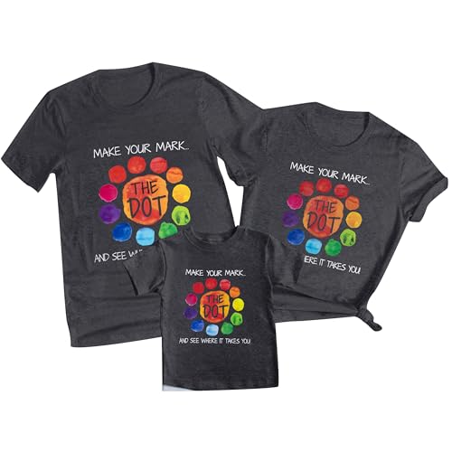 BANGELY International Dot Day Shirt Family Outfits Funny Make Your Mark Boy Girl Shirts Colorful Dot Day Short Sleeve Tops