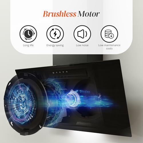 FIREGAS Dunstabzugshaube 60cm - Kopffreie Schräghaube mit LED-Beleuchtung, 3 Gebläsestufen, Abluft/Umluft und Aktivkohlefilter für optimalen Umluftbetrieb