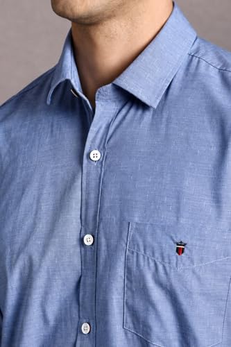 Image of Louis Philippe Men's Cotton Slim Fit Textured Fabric Soft Handfeel Full Sleeve Casual Shirt