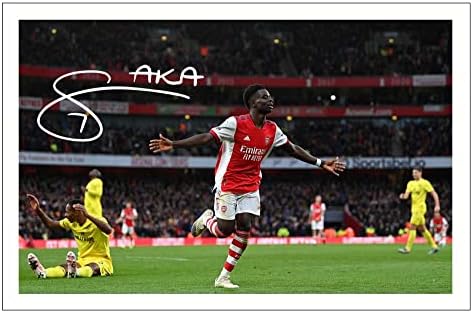 BUKAYO SAKA Signed 12x8 Inch Photo Print With Pre Printed Signature ARSENAL Autograph Gift