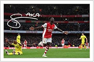 BUKAYO SAKA Signed 12x8 Inch Photo Print With Pre Printed Signature ARSENAL Autograph Gift