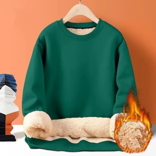 Kasituny Moletom de tecido macio masculino inverno outono grosso pelúcia quente manga longa em torno