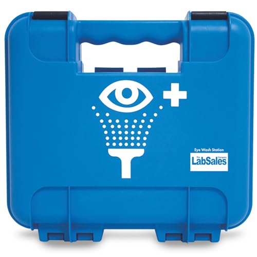 I-Wash Double Emergency Eye Wash First Aid Kit Station with Two Sterile 500ml Saline Bottles and Eye Pads in Strong Wall Mounted Box for Workplace and Businesses