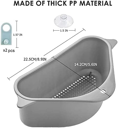 Sink Strainers Basket, 2Pcs Sink Drain Shelf Triangular Corner Kitchen Sink Strainer Ink Storage Holder with Suction Cup for for Kitchen Bathroom (Blue)