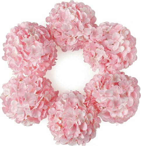 DuHouse Artificial Bigger Silk Hydrangea Flower Heads with Stem Realistic Fake Hydrangea Flower Bouquets for Wedding Home Party Garden Centerpiece Pack of 6(Pink)