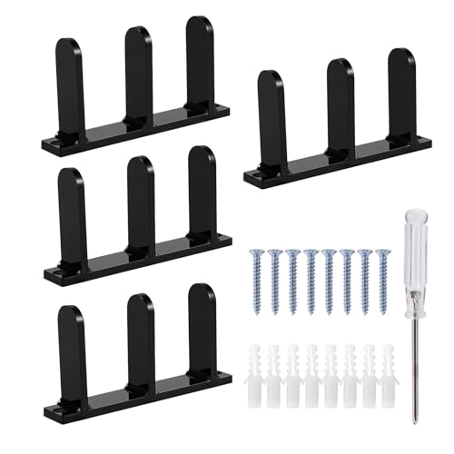 4pcs Guide Inférieur Porte Coulissante, Guides Plancher Coulissants Pratiques Acrylique Pratiques avec 8 Vis pour Vestiaire Salle Bain Cuisine Porte (Noir)