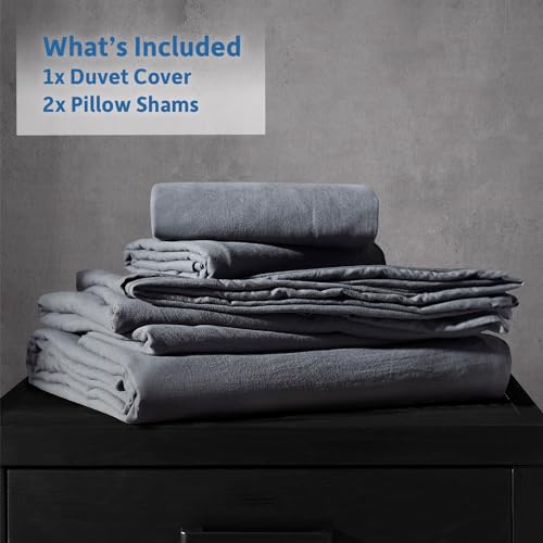 Nestl Dark Grey Duvet Cover Queen Size - Soft Double Brushed Queen Duvet Cover Set, 3 Piece, with Zipper Closure, 1 Duvet Cover 90x90 inches and 2 Pillow Shams by Nestl - Image 9