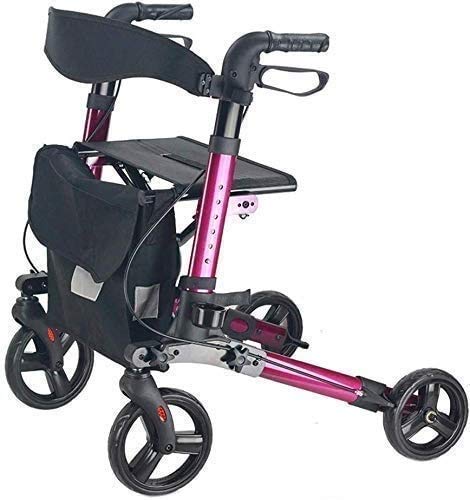 ERoomQ Wheeled Rolling Walker, Walking Aids for Seniors, Lightweight Foldable Aluminum Rollator Walker with Comfort Seat (A)