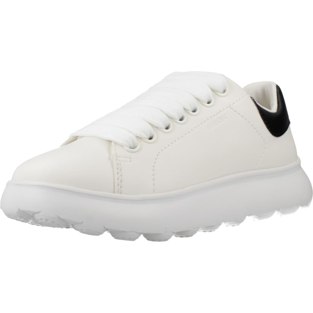 Geox J PUFFYPOP Girl A Sneaker, White/Black, 10 UK Child