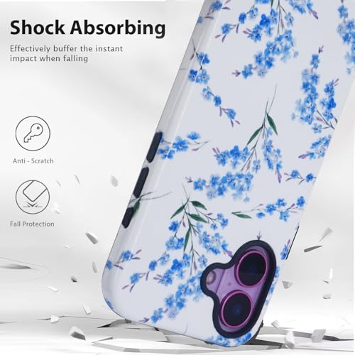 Coque iPhone 16 Plus fleur bleue J.west avec 2 verres trempés