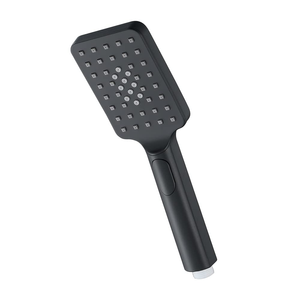 Juego de alcachofa de ducha portátil negra – Cabezal de ducha cuadrado ABS que ahorra agua con manguera de acero inoxidable de 1,5 m y soporte, fácil instalación, ideal para el hogar y viajes