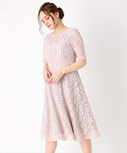 Amazon Co Jp クチュールブローチ ミドルワンピース ママスーツ セレモニー 結婚式 ドレス 総フラワーレースフレアワンピース レディース ピンク 070 40 L 服 ファッション小物