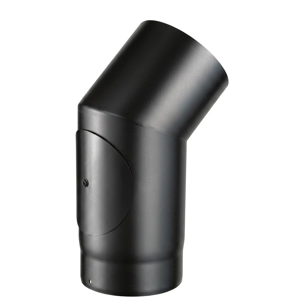MAKA Curva 45 Gradi Ispezione Canna Fumaria Legna Nero Ø 130 mm