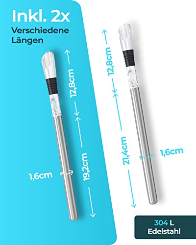 Foto von Brendo 4-in-1 Premium Weinkühlstab I Weinkühler Stab inkl. 2 Stäben + Ausgießer und Flaschenverschluss I Maximale Kühlung durch spezielles Glycerol I Passend für jede Flaschengröße