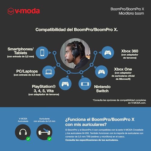 Micrófono con botón de silencio BoomPro X V-Moda y rueda de volumen para optimizar tu audio 5