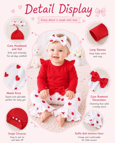 Image of Renotemy Newborn Infant Baby Girl Clothes Summer Outfits Infant Romper Pants Cute Toddler Girl Clothes Gift Set