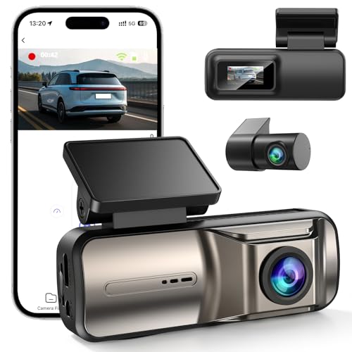 FLUXEONS Dashcam Voiture Avant Arriere 4K +1080P, Contrôle APP avec Wi-FI 5G, Carte 64 Go, Moniteur de Stationnement 24H, WDR, Vision Nocturne, G-Sensor,...