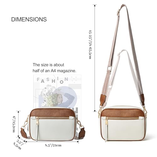 Crossbody Bag For Women Small Vegan Leather Cross body/over Shoulder Purse and Handbags With Long Guitar Adjustable Strap (White&Brown) by MUHUASHI - Used condition - Image 3