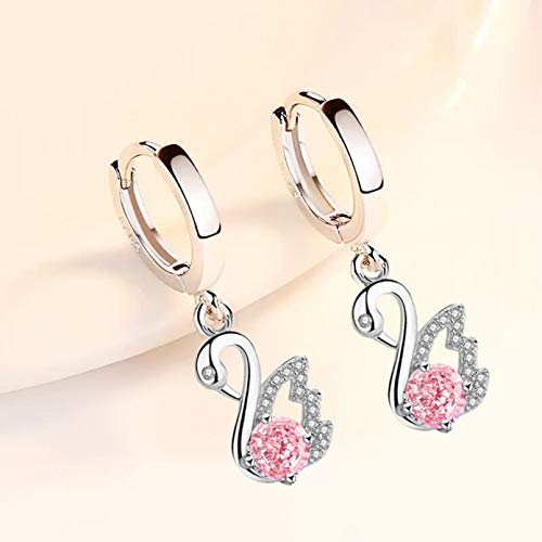 Zircon rose et bleu en boucles d'oreilles en argent sterling 925, le cadeau rétro parfait