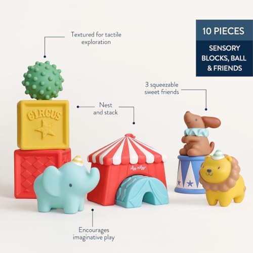 Itzy Ritzy Sensory Blocks Set, Baby Building Blocks 10-Piece (Circus) — 사진 6