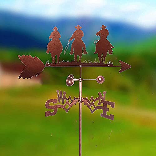 Varaka Three Cowboy Weather Vane, Stainless Steel Weather Vane Figurine, Practical Wind Direction Indicator, Measuring Tools Farm Scene Home Outdoor Garden Crafts Ornament #TOP5