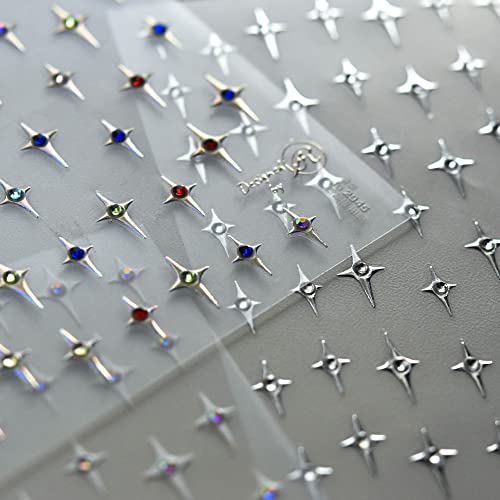 5D Nail Art Sticker Embossed Shiny Star Decal Stick Tip With Diamond For Salon Diy Acrylic Nails Design 3Sheets (White Moon Star) #TOP2