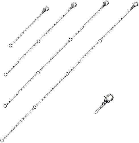 Juego de 4 extensores de collar de plata, extensores de cadena de 2/4/6/8 pulgad