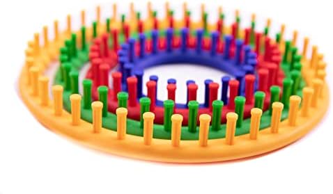 The Quilted Bear Round Knitting Loom Set - Plastic Knit Quick Loom Set of Four Different Sizes Circular Knitting Looms for Loom Knitting Hats, Scarves & More!